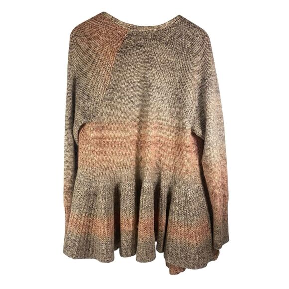 Anthropologie Knitted & Knotted Peplum Ombre Open Cardigan Sweater Size Large - Picture 3 of 10